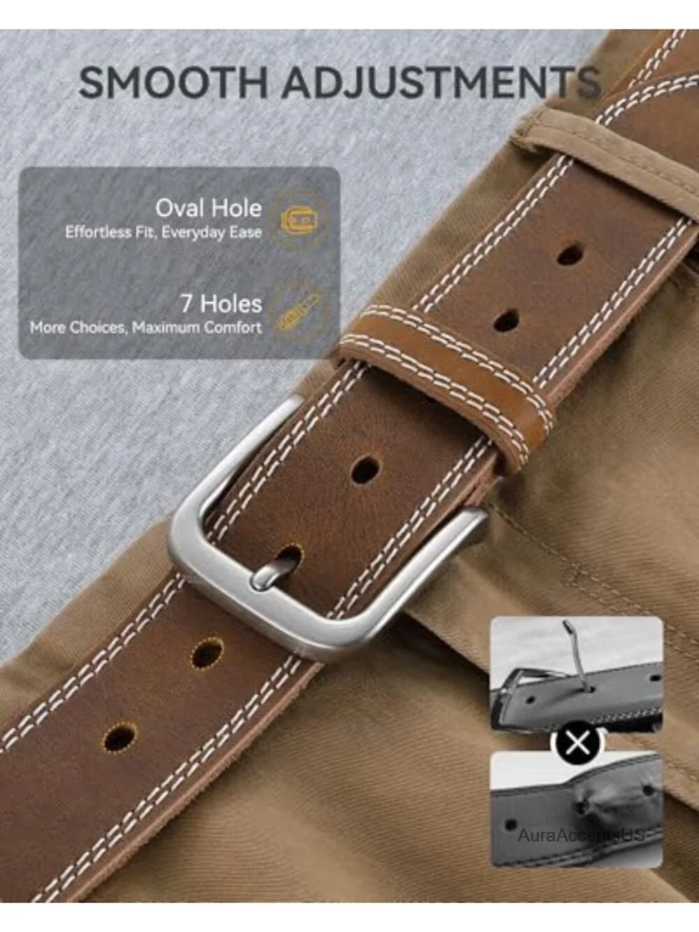 Genuine Leather Men's Belt 35mm Full Grain Casual Dress Belt for Jeans